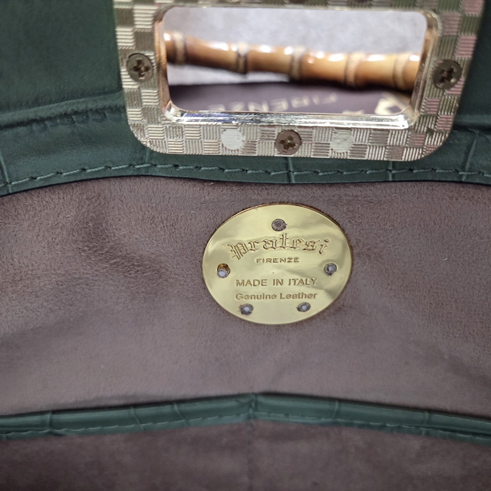 NWT Pratesi Made In Italy Croc Leather Satchel - Picture 6 of 11